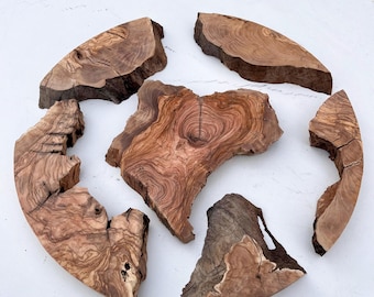 Naturalne kawałki drewna oliwnego: żywe krawędzie do sztuki żywicznej