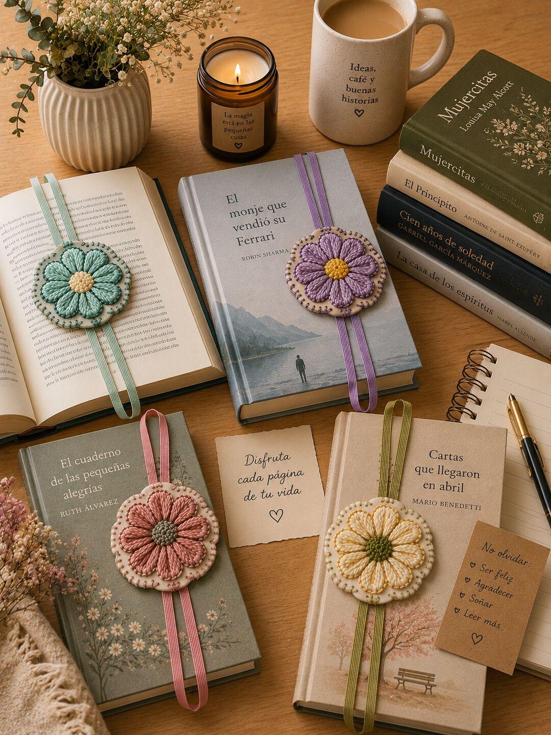 Floral Embroidered Bookmark | Handmade Book Lover Gift | Cozy Reader ...
