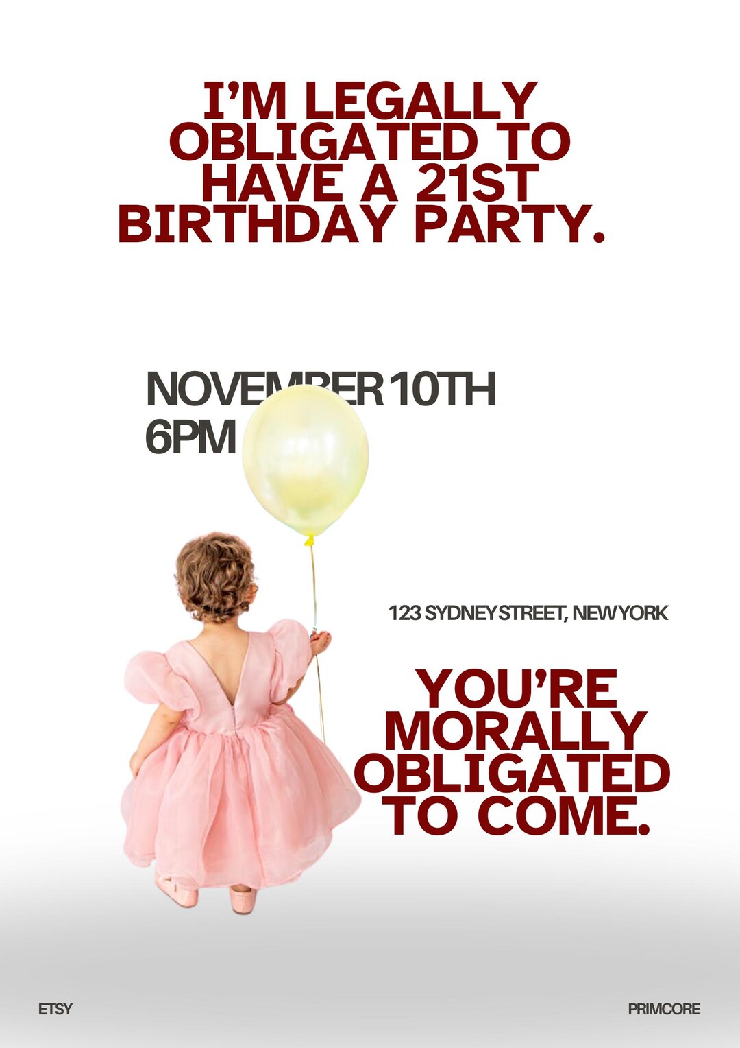Funny Birthday Invitation Template | Minimalist Party Flyer (editable ...