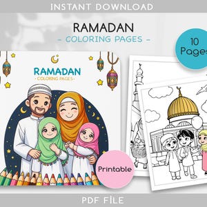 Printable Ramadan Coloring | Pages  Fun and Educational PDF for Kids | Islamic Learning Activity | Instant Download | Learn and Color |