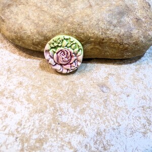 Cabujón para crear anillos, rosa antigua de jardín inglés, romántico estilo barroco shabby chic, primavera, rosa beige verde, cerámica hecha a mano.