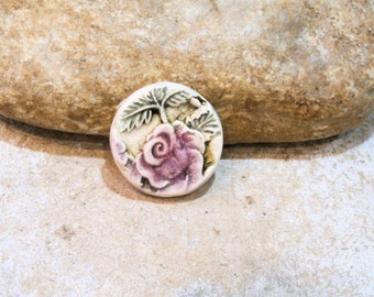 cabochon pour création bague, jardin anglais, romantique baroque shabby chic, printempos, rose beige vert, céramique artisanale