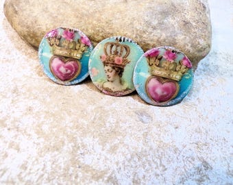 Virgin Mary and sacred heart crown, 2 charms of your choice, identical or separate, jewelry supplies, silver metal, romantic boho
