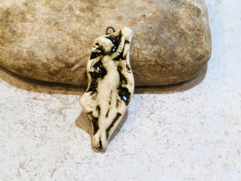pendant for necklace DIY goddess in beige art nouveau goddess ghost pendant ooak handmade ceramic supply spring ooak component