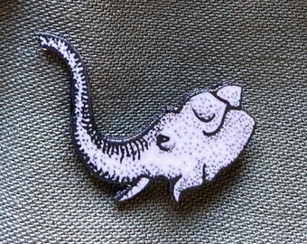 Vintage Elephant Illustration Pin Button Brooch