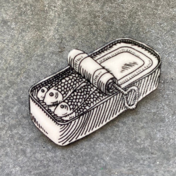 Sardines in a tin can Pin Illustration Tinned Fish Acrylic Pin