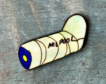 Milpool Lapel Pin Pinback Button Cast Signature Bart Simpson Simpsons  Bootleg Millhouse Milhouse Van Houten Pool Small Pin Badge