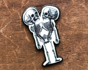 Conjoined Twins Skeleton Best Friends Forever BFF Pin Pinback Button Lapel Pin Macabre Goth Witch Astrology Siamese Twins Witchcraft