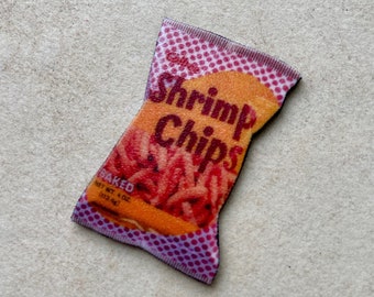 Shrimp Chip Pin Button Snack Mini Food Funny Gift Foodie