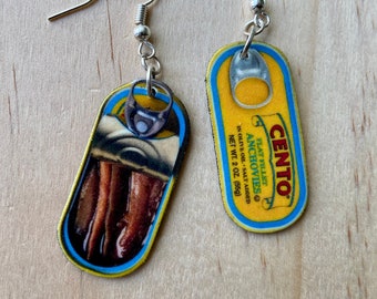 Tinned Fish Earrings summer fun food sardines novelty gift