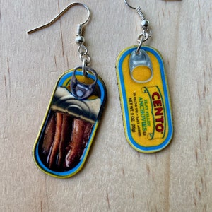 Tinned Fish Earrings summer fun food sardines novelty gift