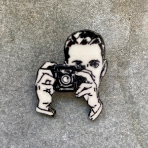 Photographer Pin Vintage Illustration Button