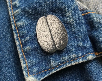 Vintage Anatomical Brain Illustration Black and White Medical Pin Nurse Doctor Gift Button Lapel Pin