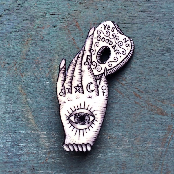 Palmistry Palm Reading Hand Fortune Teller Button Occult Pin Gypsy Witchcraft Pendant Ouija Board Planchette