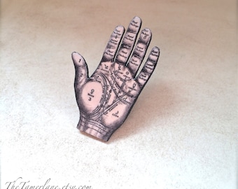 Palmistry Palm Reading Hand Fortune Teller Button Occult Pin Witchcraft Pendant