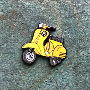 FLCL Yellow Vespa Wasp Woman Fooly Cooly Scooter Lapel Pin Pinback Button image 1