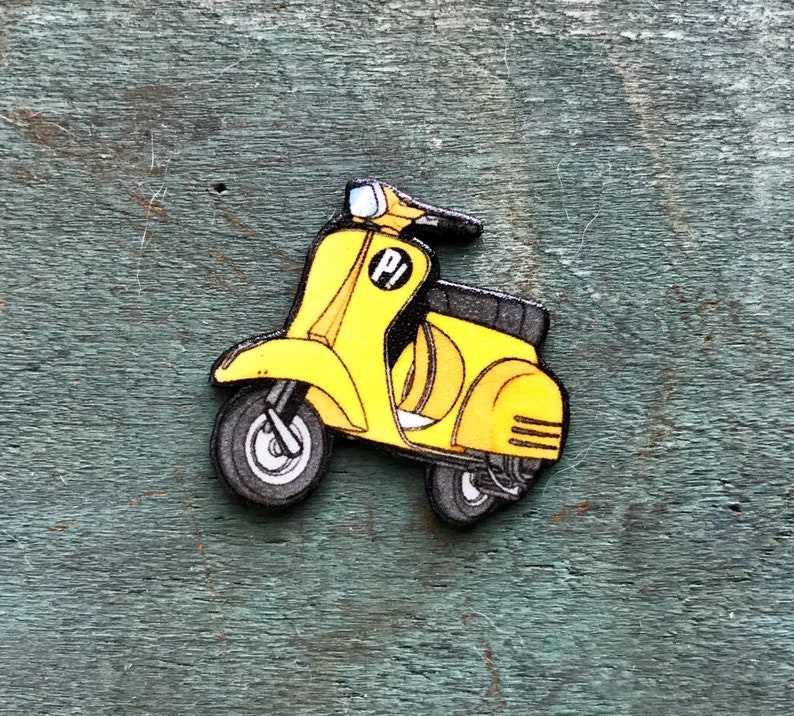 FLCL Yellow Vespa Wasp Woman Fooly Cooly Scooter Lapel Pin Pinback Button image 1