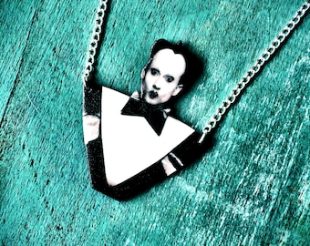 Klaus Nomi necklace goth new nu wave music jewelry black and white