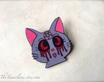 Sailor Moon Luna Cat gothic style Usagi black cat Sailor Venus Pin Pinback