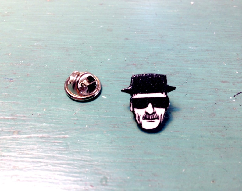 Breaking Bad Heisenberg Pin Button cartoon illustration Walter White Jessie Pinkman image 3