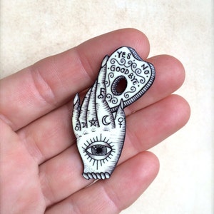 Palmistry Palm Reading Hand Fortune Teller Button Occult Pin Gypsy Witchcraft Pendant Ouija Board Planchette image 2