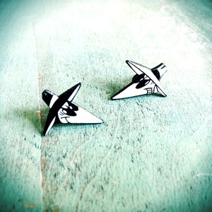 Spy vs Spy Post Earrings comic book cartoon illustration black and white
