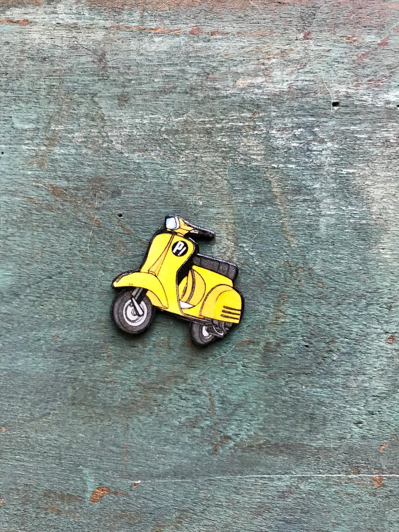 FLCL Yellow Vespa Wasp Woman Fooly Cooly Scooter Lapel Pin Pinback Button image 2
