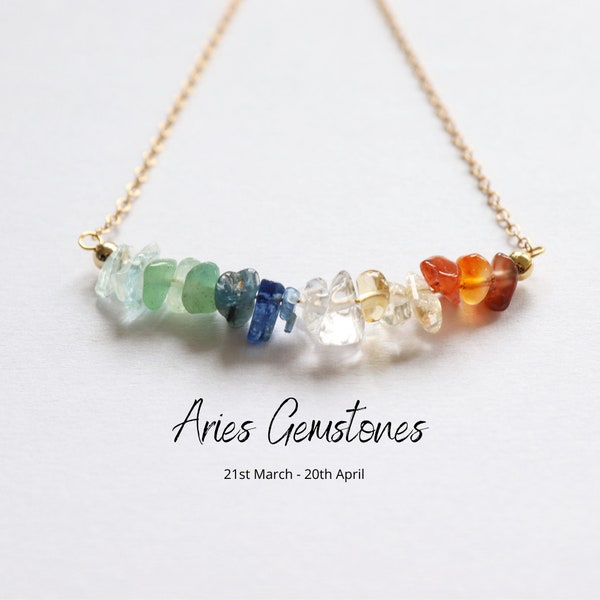 Aries Necklace, March Birthday, April Birthday Gift For Her, Aries Gemstones Necklace