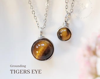 Tigers Eye Necklace | Stainless Steel Chain | Grounding Jewellery | Unisex Gift