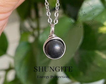 Shungite Pendant Necklace | Stainless Steel Chain | Empath Protection & Grounding Gift | Meditation Jewellery