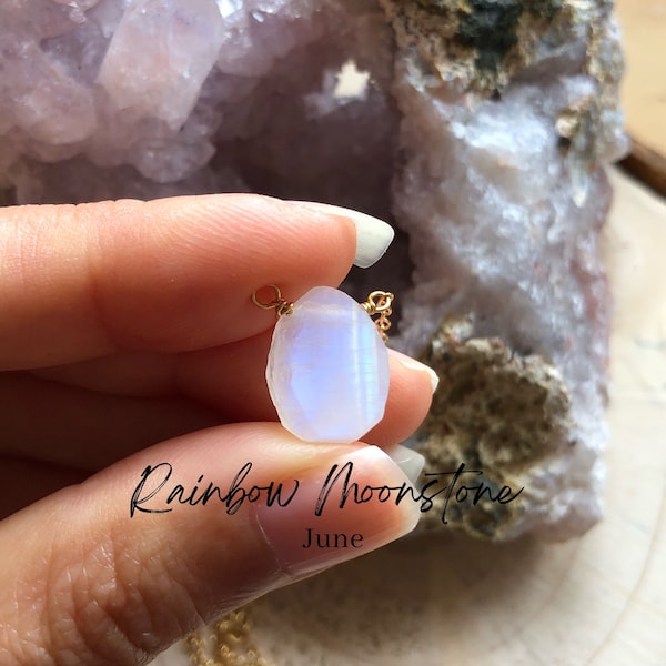 Raw Moonstone Necklace | June Birthstone | Scorpio Necklace