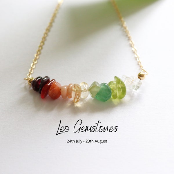 Leo Gemstones Necklace, July Birthday Gift For Her, Leo Necklace