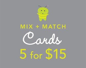 Five Cards for Fifteen Dollars - Combo Pack, Greeting Card Set, All Occasions, Birthday Card, Baby Card, Wedding Card, Card Sale, Save