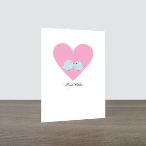 Niedliche Liebesvögel Hochzeitskarte - Liebeskarte, Vogelkarte, Liebestaube, Glückwunschkarte, glückliches Paar, Verlobung, umweltfreundlich