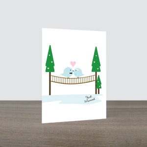 Carte de mariage de pont d'amour d'oiseau mignon - carte d'amour, carte juste mariée, oiseaux d'amour, carte de félicitations, carte d'oiseau, écologique