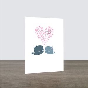 Wedding Card. Love Card - Forever Love Whale Card. Eco Friendly