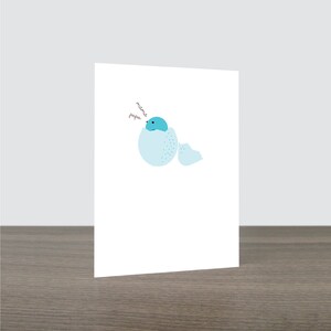 Carte de bébé oeuf bleu oiseau mignon - carte nouveau-né, carte oiseau, carte de félicitations, c'est un garçon, c'est une fille, c'est un bébé, maman, papa, bébé oiseau