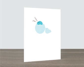 Cute Bird Blue Egg Baby Card - New Born Card, Bird Card, Congratulations Card, It's a Boy, It's a Girl, It's a Baby, Mama, Papa, Bird Baby