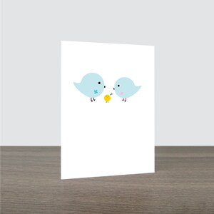 Carte de bébé de parents d'oiseau mignon - carte de nouveau-né, carte d'oiseau, carte de nouveaux parents, c'est une carte de garçon, c'est une carte de fille, félicitations bébé, respectueux de l'environnement