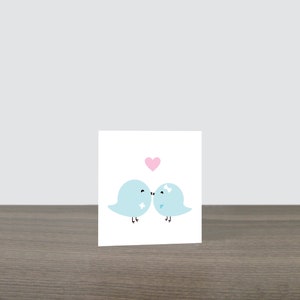 Cute Love Bird Kisses Mini Card ou Gift Tag - Bird Lover, Engagement Party Tag, Wedding Gift Tag, Félicitations, Love Card, Eco Friendly