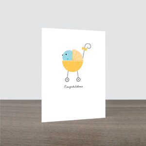 Carte de bébé poussette oiseau mignon - nouveau bébé, carte de nouveaux parents, carte d'oiseau, amoureux des oiseaux, bébé oiseau, respectueux de l'environnement