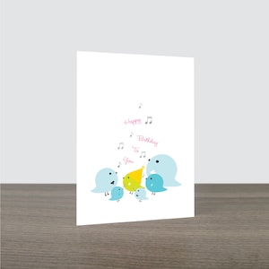 Carte d'anniversaire de chant d'oiseau mignon - Joyeux anniversaire à vous chanson, carte d'oiseau, amoureux des oiseaux, de nous tous, anniversaire d'enfants, respectueux de l'environnement