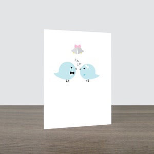 Carte de mariage oiseau mignon « Je fais » - Love Card, carte de fiançailles, Love Birds at Alter, carte de félicitations, carte oiseau, Love Dove Ecofriendly Card