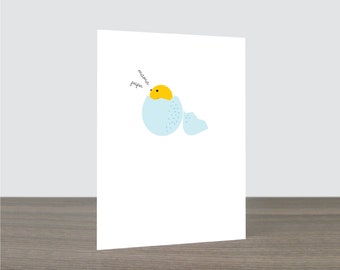 Cute Bird Orange Egg Baby Card - New Born Card, Bird Card, Congratulations Card, It's a Boy, It's a Girl, It's a Baby, Mama, Papa, Bird Baby