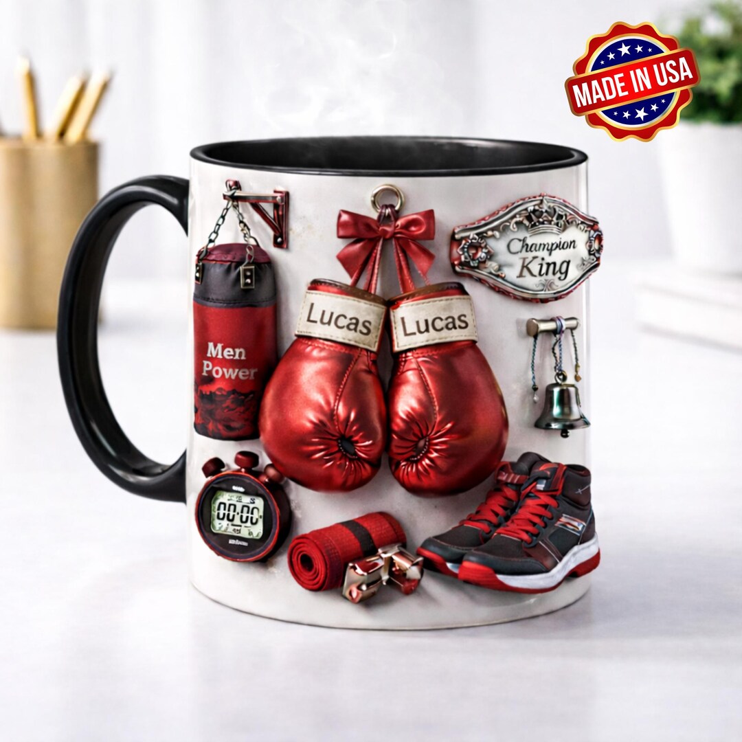 Personalized Boxing Gloves Mug, Custom Fighter Gift for Him, Champion ...