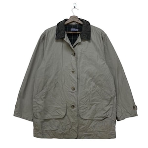 Vintage Lands End Safari Chore Coat Duck Canvas Jacket Lands End Hunting Multi Pocket Jacket Size Large