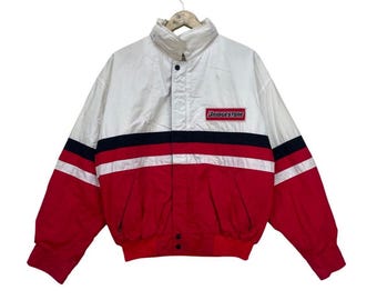 Chaqueta bomber de doble capa de color Bridgestone Motosport Racing de los años 90