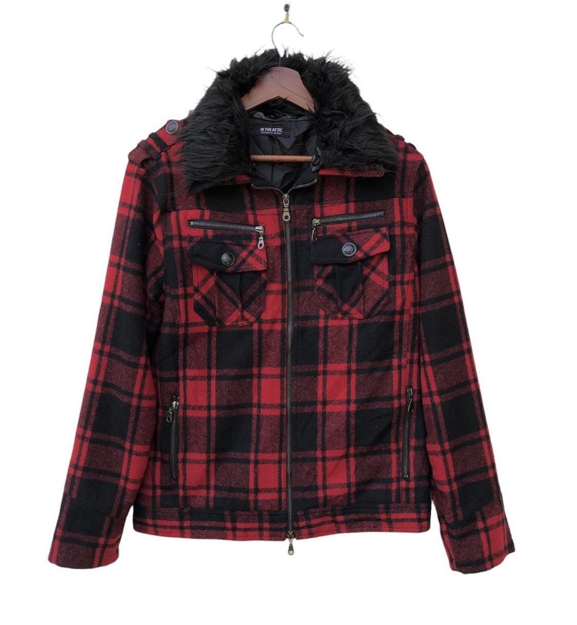 日本のブランド「In The Attic」のチェック柄フェイクファージャケット