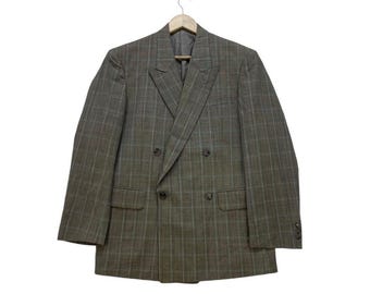 Vintage Italian Designer Dunhill Costum Made Double Collar Checked Jacket