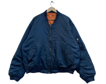 Vintage 90s USA Military Flight Jacket Bomber Burgundy Style Alpha